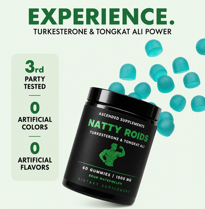 Natty Roids - Turkesterone & Tongkat Ali - 60 Sour Watermelon Flavored Gummies