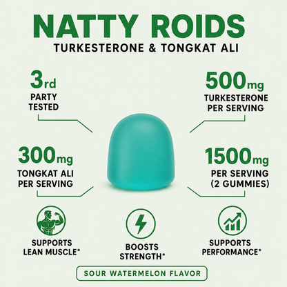 Natty Roids - Turkesterone & Tongkat Ali - 60 Sour Watermelon Flavored Gummies